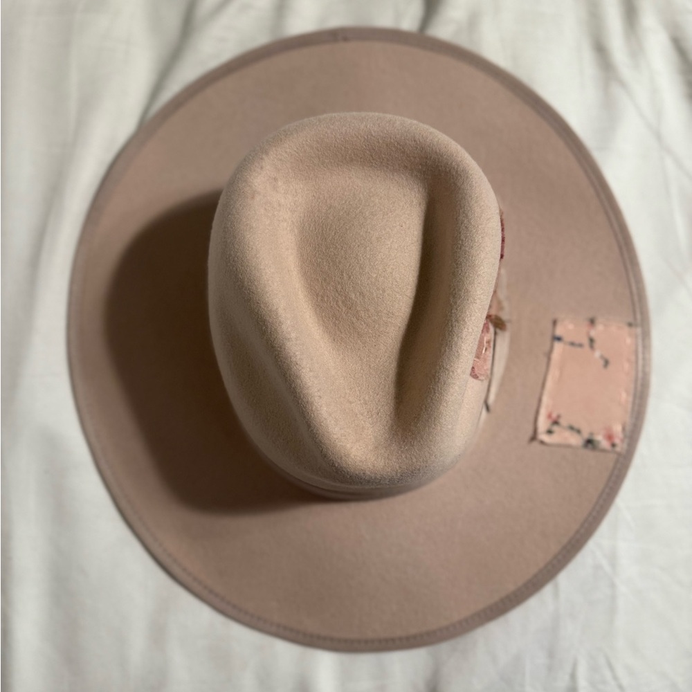 Soft pink Patchwork Panama Hat - Picture 2 of 4